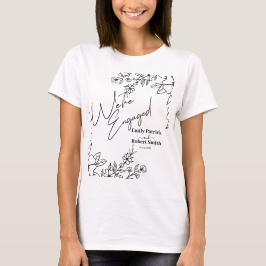 エレガントタイポグラフィだ婚約した Tシャツ (正面)