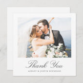 エレガントタイポグラフィの写結婚真 サンキューカード (正面/裏面)