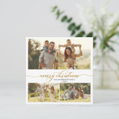 エレガントタイポグラフィの葉3数々の写真クリスマス シーズンカード (スタンド正面)