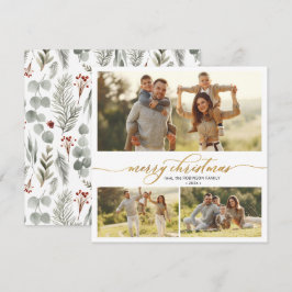 エレガントタイポグラフィの葉3数々の写真クリスマス シーズンカード