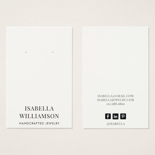 エレガントタイポグラフィイヤリングジュエリー表示カード (正面&裏面)