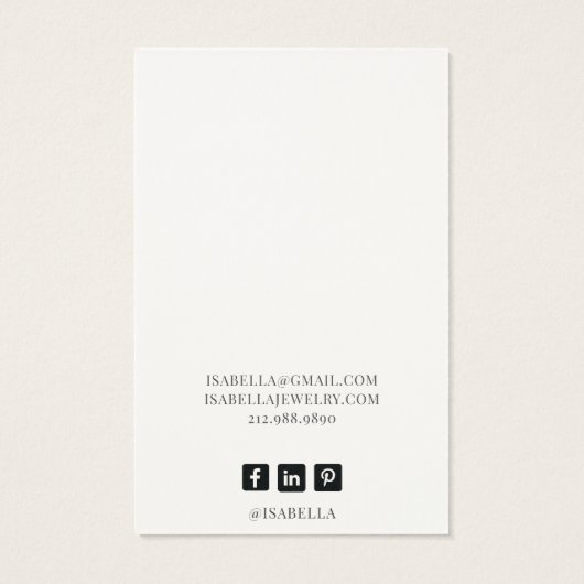 エレガントタイポグラフィイヤリングジュエリー表示カード (裏面)