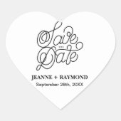 エレガントタイポグラフィカスタム結婚式の日付の保存 ハートシール (正面)