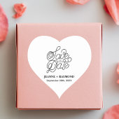 エレガントタイポグラフィカスタム結婚式の日付の保存 ハートシール