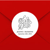 エレガントタイポグラフィカスタム結婚式の日付の保存 ラウンドシール