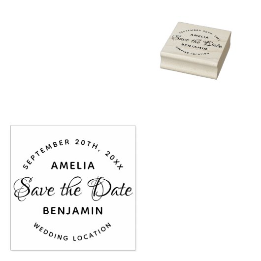 エレガントタイポグラフィカスタム結婚式の日付の保存 ラバースタンプ (押印)