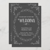 エレガントタイポグラフィクラシック白黒結婚ズ 招待状 (正面/裏面)