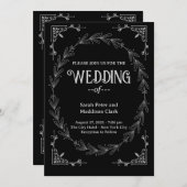 エレガントタイポグラフィクラシック白黒結婚ズ 招待状 (正面/裏面)