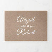 エレガントタイポグラフィクラフト紙ラス結婚ティック 三つ折り招待状 (カバー)