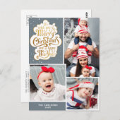 エレガントタイポグラフィグレイのクリスマスの休日はがき ポストカード (正面/裏面)