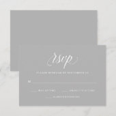 エレガントタイポグラフィグレーRSVP 出欠カード (正面/裏面)