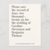 エレガントタイポグラフィコンテンポラリー保存日付 ポストカード (正面)