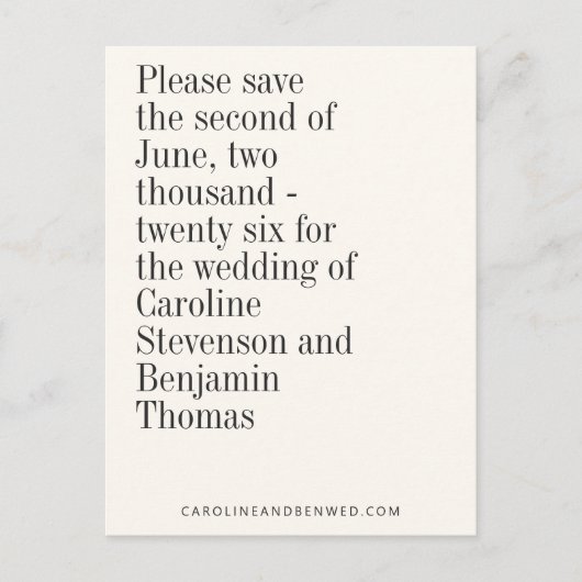 エレガントタイポグラフィコンテンポラリー保存日付 ポストカード (正面)