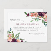 エレガントタイポグラフィシックフローラブライダルシャワー インビテーションポストカード (正面/裏面)