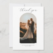 エレガントタイポグラフィシンプル結婚の写真あり サンキューカード (正面)