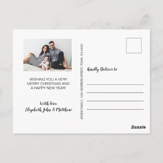 エレガントタイポグラフィスクリプトコラージクリスマス ポストカード (裏面)