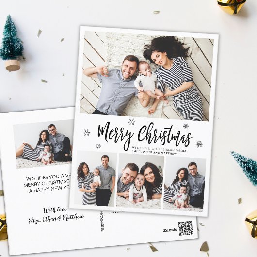 エレガントタイポグラフィスクリプトコラージクリスマス ポストカード