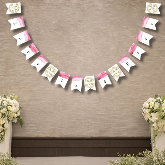 エレガントタイポグラフィスクリプトピンクアゲ結婚ートの装飾 バンティングフラッグ