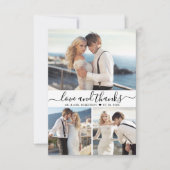 エレガントタイポグラフィスクリプト3 Photo Collage結婚's サンキューカード (正面)