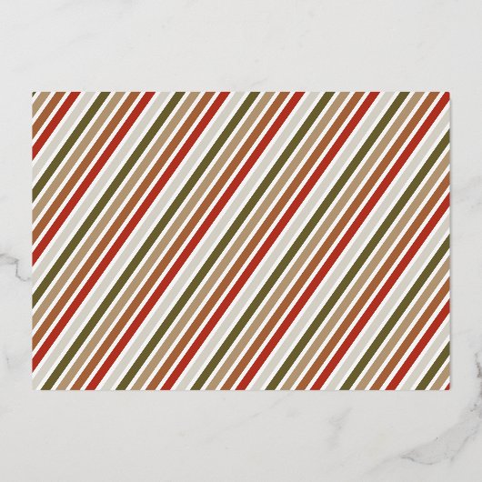 エレガントタイポグラフィストライプのメリークリスマス写真 箔シーズンカード (裏面)