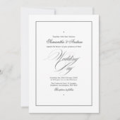 エレガントタイポグラフィタイムレスブラック&ホワイト結婚ズ 招待状 (正面)