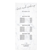 エレガントタイポグラフィトレンディー白大理石のヘアメイク ラックカード (裏面)