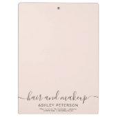エレガントタイポグラフィトレンディー赤面ピンクヘアメイクアップ クリップボード (裏面)