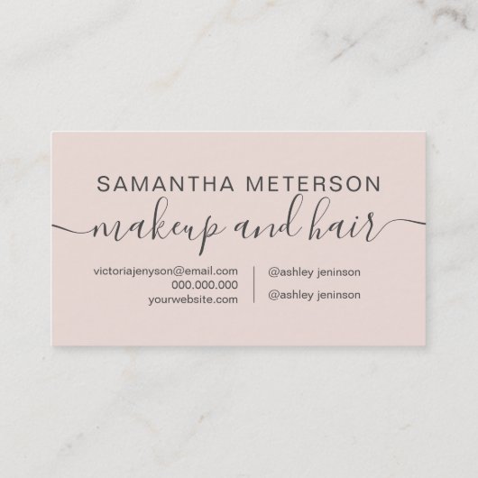 エレガントタイポグラフィトレンディー赤面ピンク ロイヤリティカード (裏面)