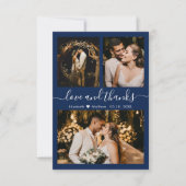 エレガントタイポグラフィネイビー写真コラージュ サンキューカード (正面)