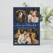 エレガントタイポグラフィネイビー写真コラージュ サンキューカード (スタンド正面)