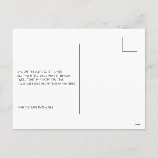 エレガントタイポグラフィバタフライ素朴星新年 シーズンポストカード (裏面)