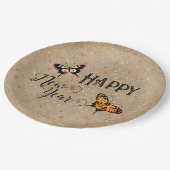 エレガントタイポグラフィバタフライ素朴星新年 ペーパープレート (アングル)