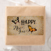 エレガントタイポグラフィバタフライ素朴星新年 ラベル (インサイチュ)