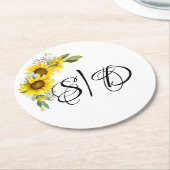 エレガントタイポグラフィヒマ結婚フラワー ラウンドペーパーコースター (アングル)