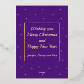 エレガントタイポグラフィピンクのクリスマス名 箔シーズンカード (裏面)