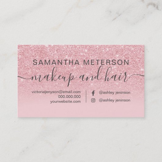 エレガントタイポグラフィピンクグリッターの輝きグラデーション ロイヤリティカード (裏面)