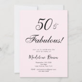 エレガントタイポグラフィピンクブラック50誕生日 招待状 (正面)