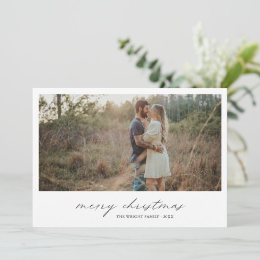 エレガントタイポグラフィフォトモダンクリスマス シーズンカード (スタンド正面)