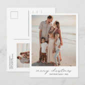 エレガントタイポグラフィフォトモダンクリスマス シーズンポストカード (正面/裏面)