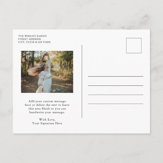 エレガントタイポグラフィフォトモダンクリスマス シーズンポストカード (裏面)