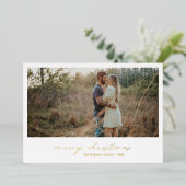 エレガントタイポグラフィフォトモダンクリスマス 箔シーズンカード (立ち正面)