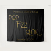 エレガントタイポグラフィフポップ・アートのァズリンク誕生日 タペストリー (正面(横))