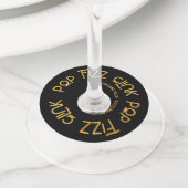 エレガントタイポグラフィフポップ・アートのァズリンク誕生日 ワイングラスタグ (クローズアップ)