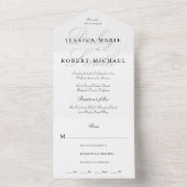 エレガントタイポグラフィフルネーム黒と白結婚の オールインワン招待状 (内側)