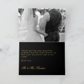 エレガントタイポグラフィブラックと金ゴールド結婚PHOTO サンキューカード (内部)