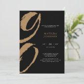 エレガントタイポグラフィブラックと金ゴールド90誕生日 招待状 (スタンド正面)