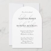 エレガントタイポグラフィブラック&ホワイト結婚ズアーチ 招待状 (正面)