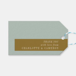 エレガントタイポグラフィブルーオリーブカスタムサンキュー ギフトタグ