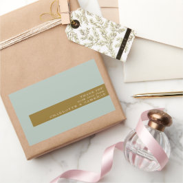 エレガントタイポグラフィブルーオリーブカスタムサンキュー 長方形シール