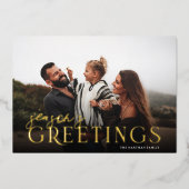 エレガントタイポグラフィプレイドの季節の挨拶の写真 箔シーズンカード (正面)